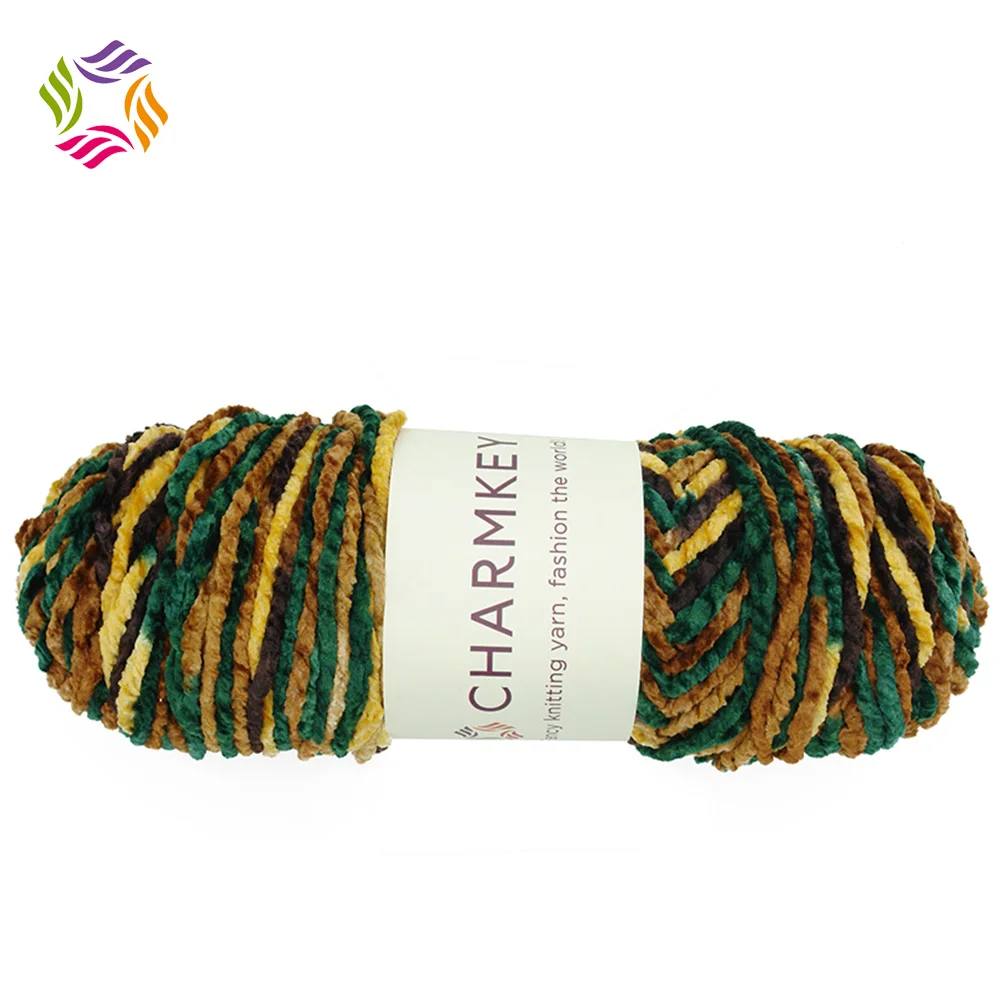 Charmkey NEW fancy knitting yarn polyester yarn 3 ply chenille yarn cheap price from China supplier