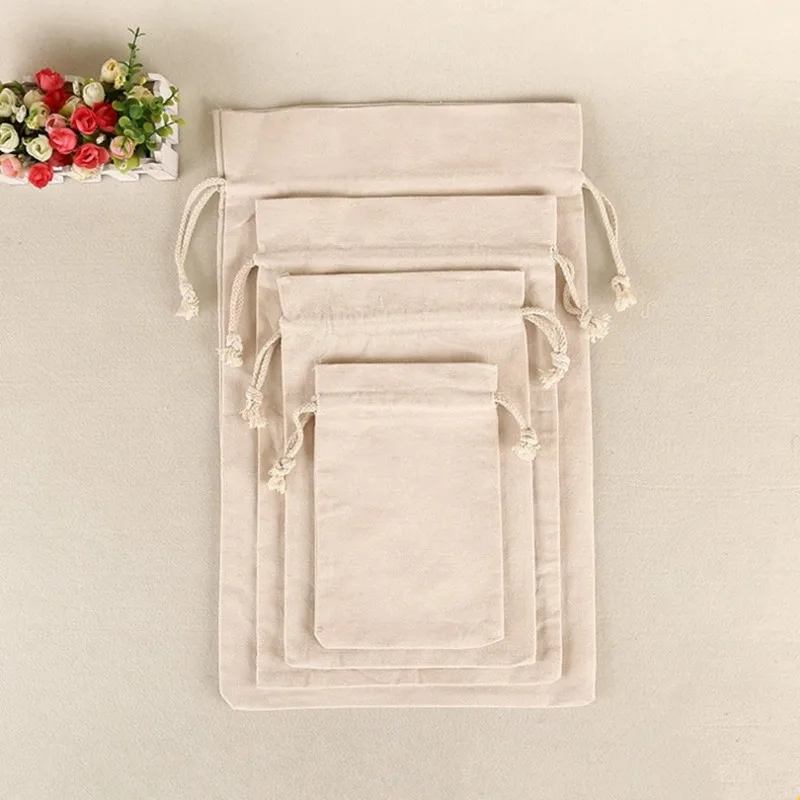 Handmade Cotton Linen Storage Package Bag Drawstring Bag Small Coin Purse Travel Women Small Cloth Bag Christmas Gift pouch