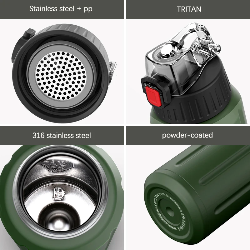 
FEIJIAN 450ml/600ml Thermos Shaker Bottle Portable Sport Water Bottle Double Wall Stainless Steel Vacuum Flask 