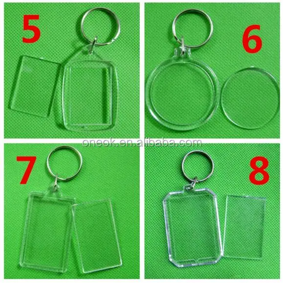 DIY Blank Acrylic Keychains key chains Insert Photo plastic Keyrings choose shapes 500pcs