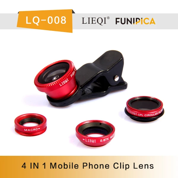 Последним мобильный телефон 4 в 1 0.65X широкоугольный + рыбий глаз + макро + CPL clip on объектив LQ-008