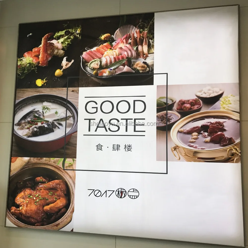 Digital Printing LED Restaurant Advertising Poster Banner For Showcase