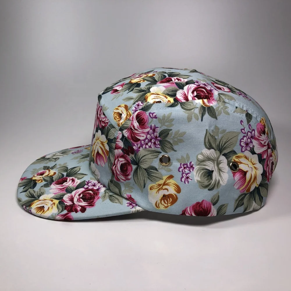 Custom all over sublimation print 5 panel snapback cap hats