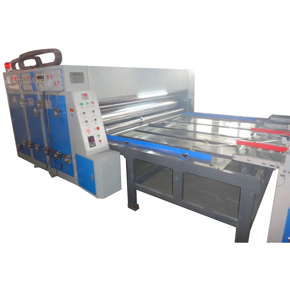 Semi-automatic paperboard two colors printing die-cutter machine / double color flexo printing die cutting slotting