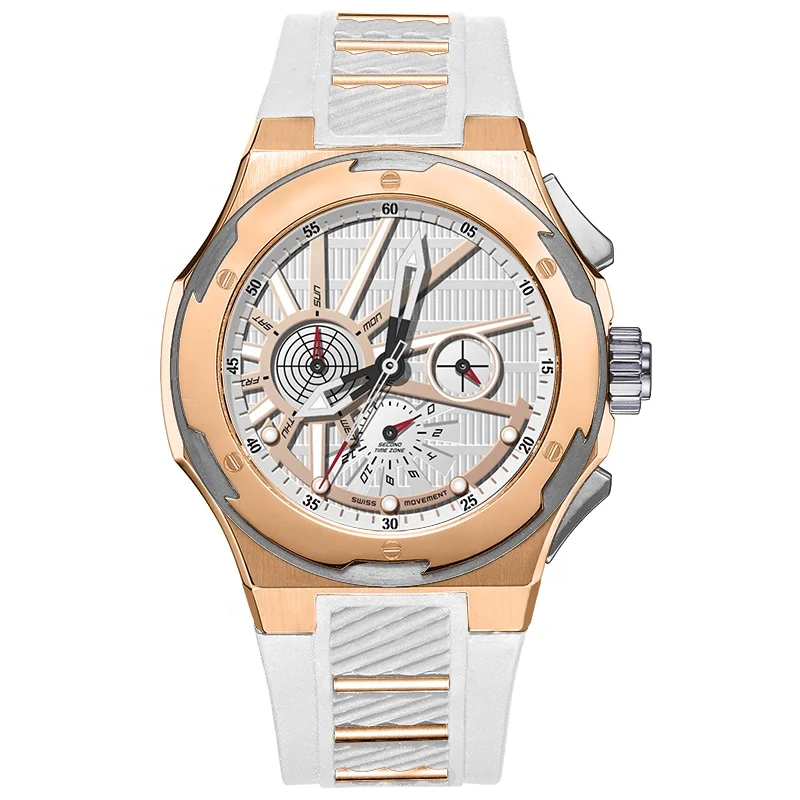 Water resistant silicone band stainless steel case fashion men wrist watch sports