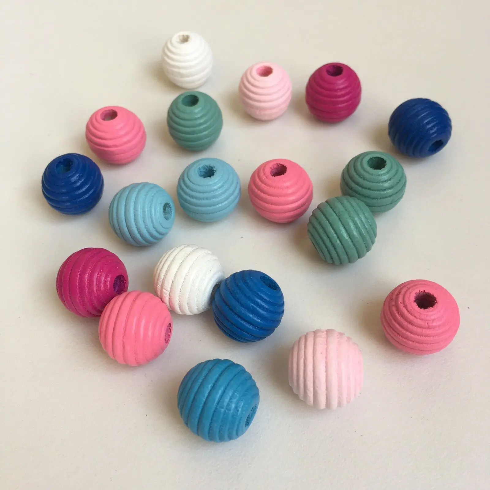 Деревянные бусины в стиле улья, 14 мм, круглые деревянные бусины для макраме, поделок, пастельных цветов