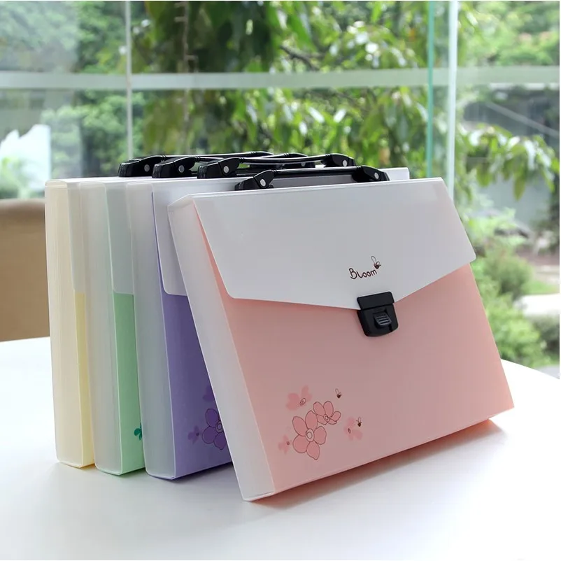 A4 Office School Document Bags Box File Case with Handle Expandable File Folders with Divider File folder storage bag