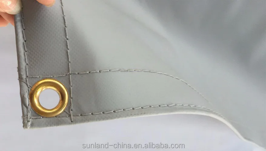 
0.55mm thickness brass eyelet grey fireproof PVC sound tarps 