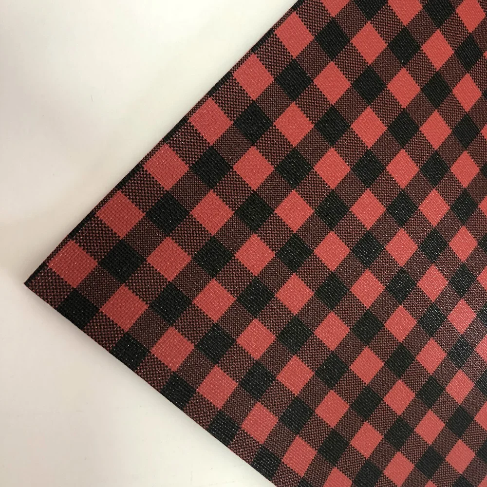 classical wholesale plaid print faux leather sheets for making hairbow