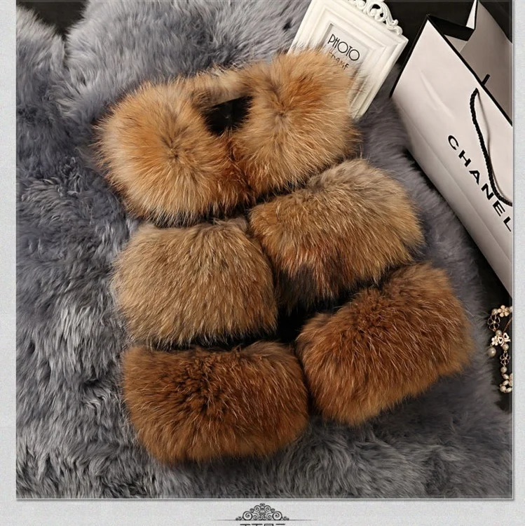 Luxury women raccoon fur vest fox fur coat