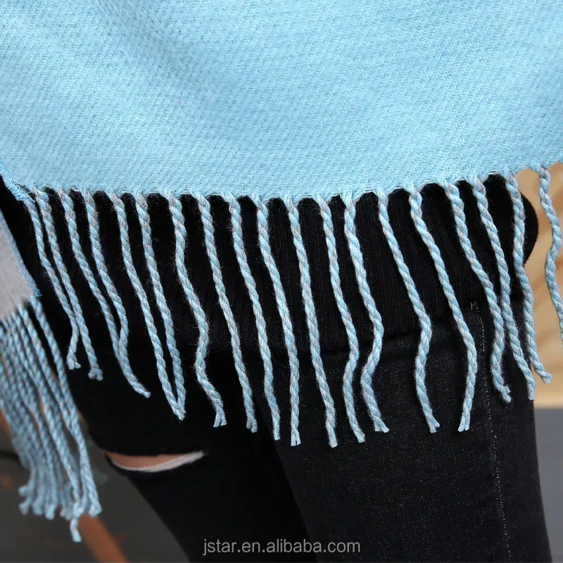 newest women two-sided plain color pashmina shawls with sleeve