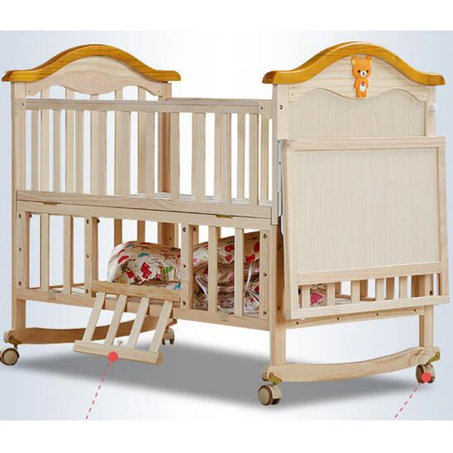 European style solid wooden baby crib/Handmade baby crib