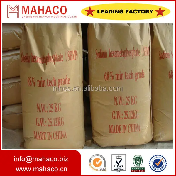 high quality sodium hexametaphosphate shmp 68% industrial grade