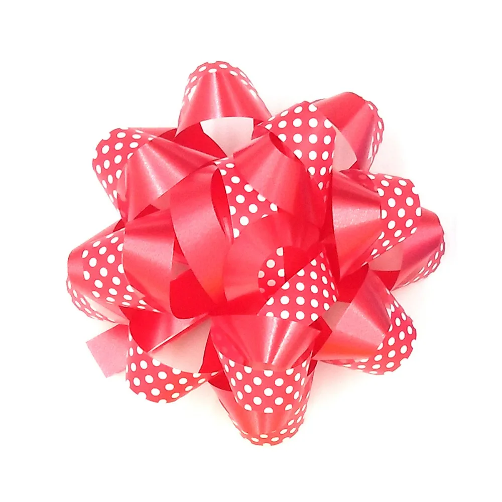 
Polka Dot Pattern Printing Plastic Ribbon Star Bow for Birthday Cake Decoration 
