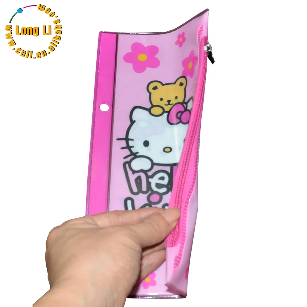 Printing PVC Pen Bag PVC Zipper Pencil Bag Plastic Offset Printing Longli Silicone Brown Bear Pencil Bag Hot Selling Customized