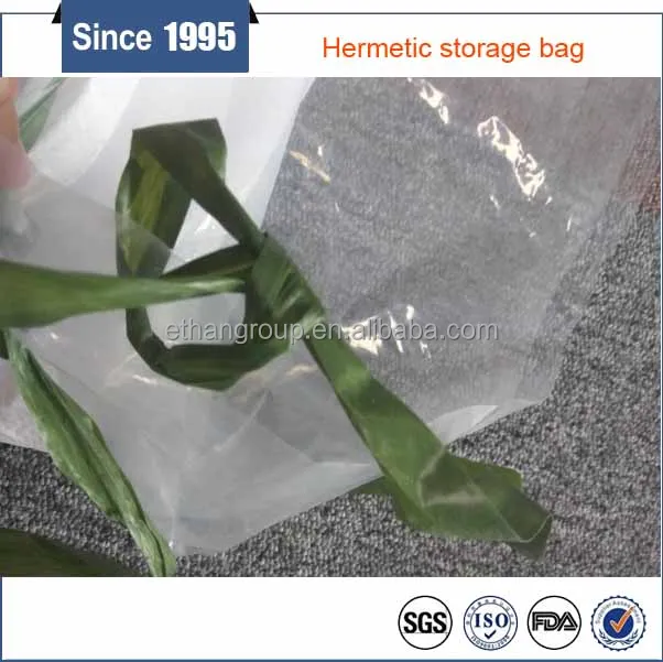 Triple layered crop storage bag consisting of two separate inner hermetic polyethylene liner bags and an outer woven polypropyle