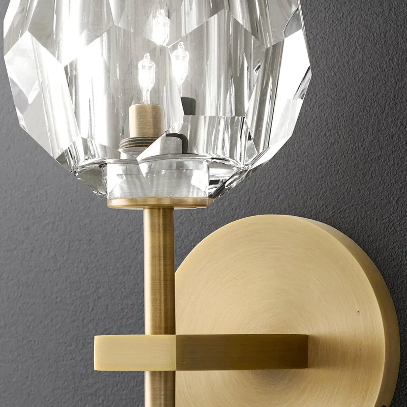 Современная полированная хромированная отделка с хрустальными креплениями, современное настенное освещение, диффузор, светильники для ванной/туалетный столик/Настенные светильники