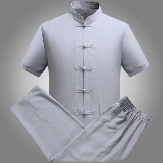 2019 New Arrival short sleeves tang suit traditional chinese linen fabric for sale