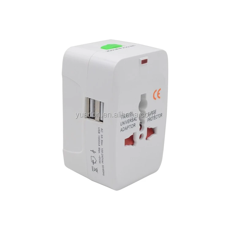 Yuadon AC Universal World Travel Power Adapter, Dual USB Electric Adaptor Kit for Cell Phone