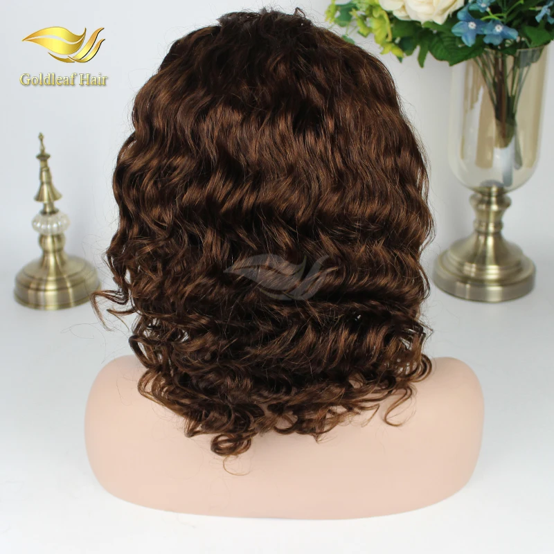 Wholesale no blended color Brown Black Blonde Bob style human hair lace front wigs for white women