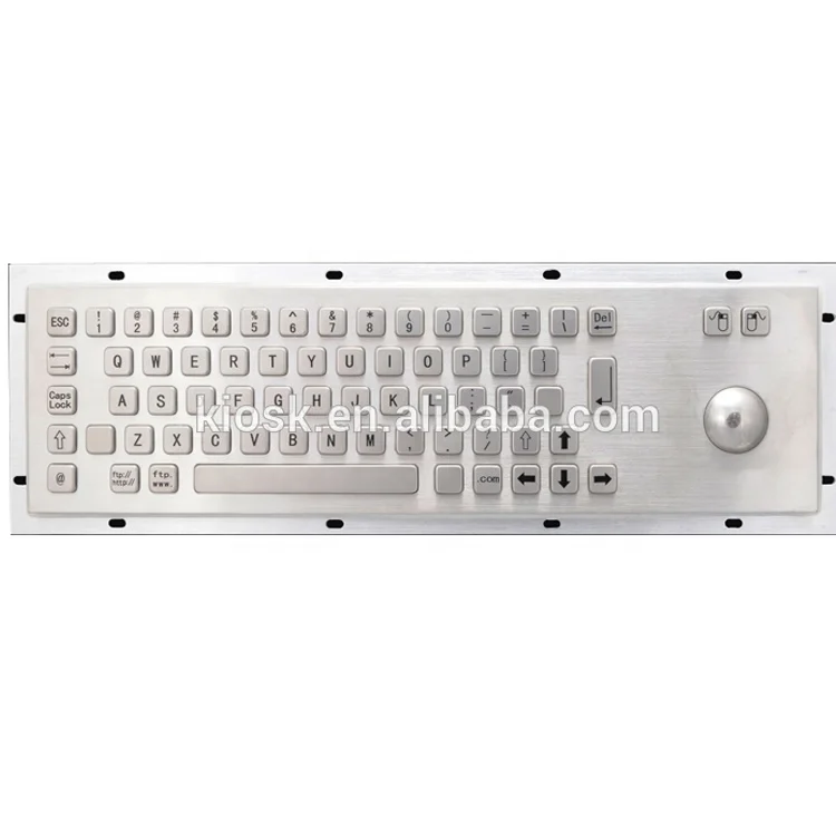 Quality 65 Keys KIOSK PS/2 USB2.0 Metal Keyboard with Trackball