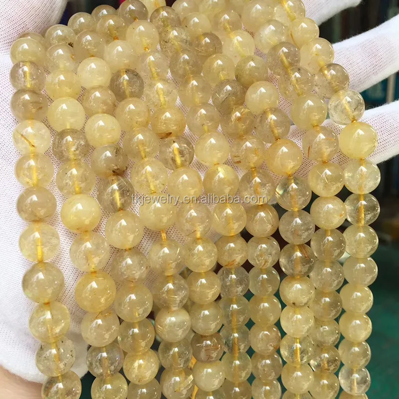 High Quality Natural Hair Crystal Beads With Rutilated Quartz loose Beads for bracelet jewelry Making
