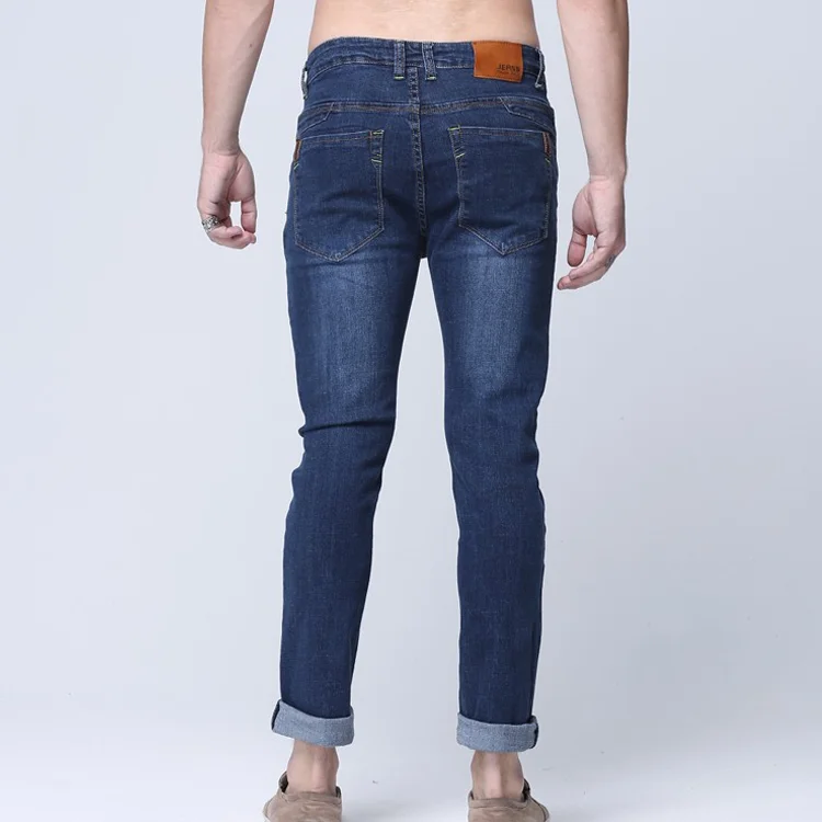 Yihao New Style Jeans Pent Casual Slim Straight Pants Long Trousers Blue Men Denim Jean