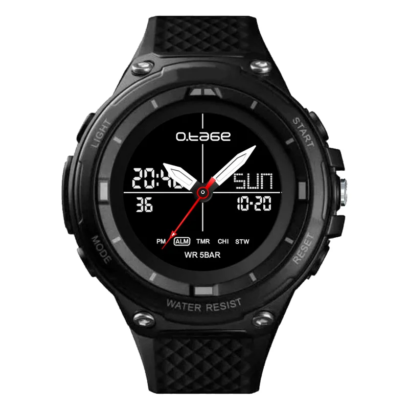 Waterproof surf watch military grade watch lcd display watch black