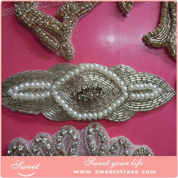 Factory wholesale pearl rhinestone embellishments for headbands