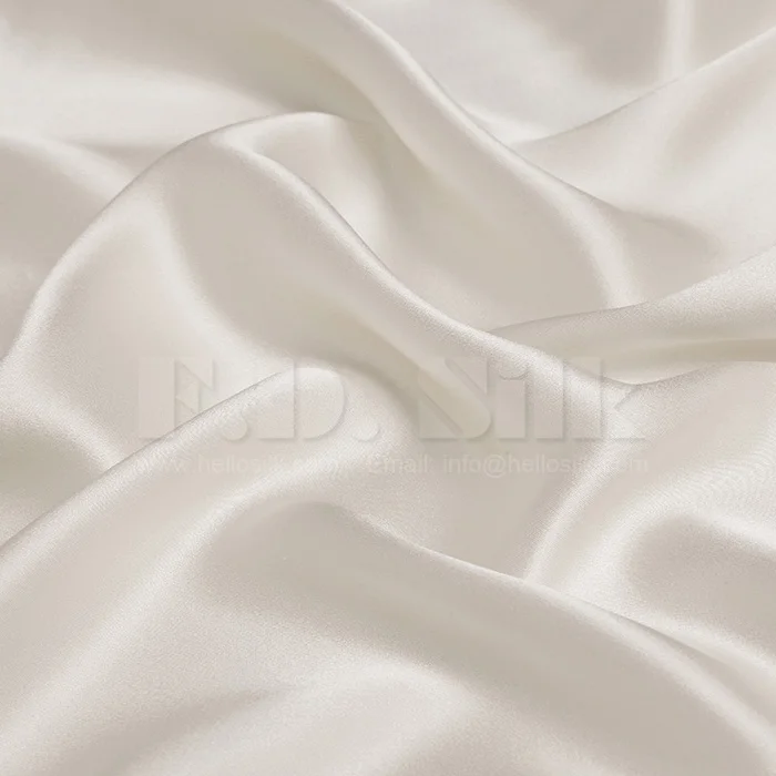 Ivory white silk satin fabric 19mm silk charmeuse 114cm wide NO.26 white color