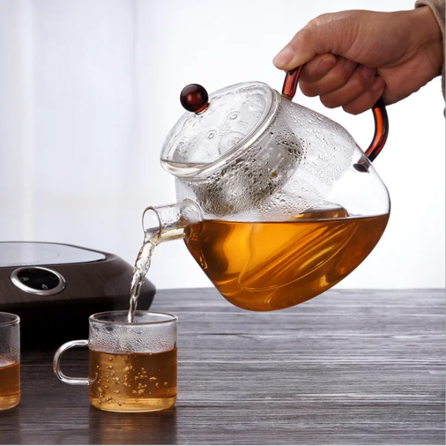 new design wholesale price 1200ml heat resistant glass teapot with infuser tea pot glass tea pot heat resistant