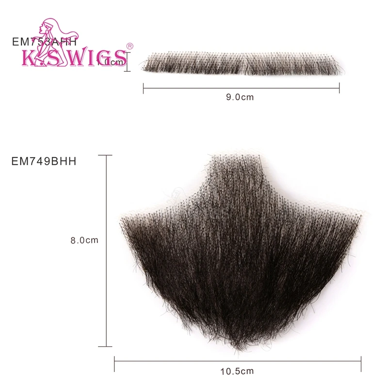 
K.S WIGS 100% Handmade Human Hair False Beard 