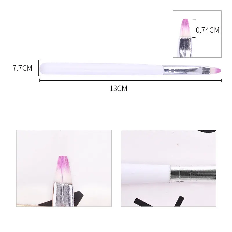 Factory sale white handle flat head uv gel polish nail brush nail gel brush