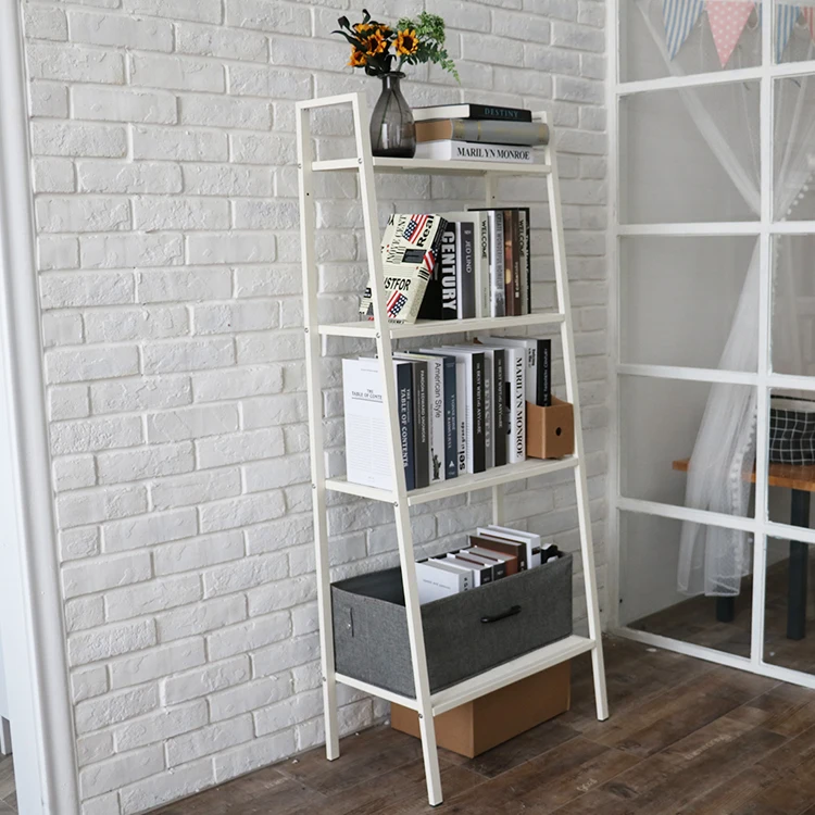 4-Tier Metal Ladder Storage Shelf Tree Bookshelf and Shoe Rack