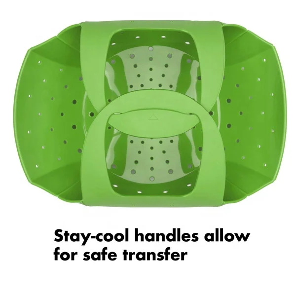 OEM Factory Price 100% Food Grade Collapsible Microwave Silicone Vegetable Steamer Basket