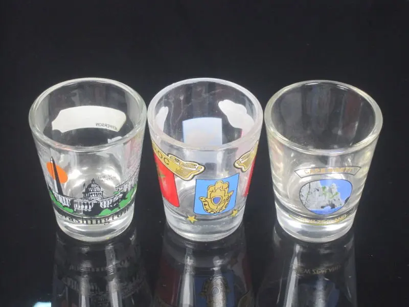 Custom Printed Pattern Morocco Souvenir Frosted Cheap Decorative Shot Glasses