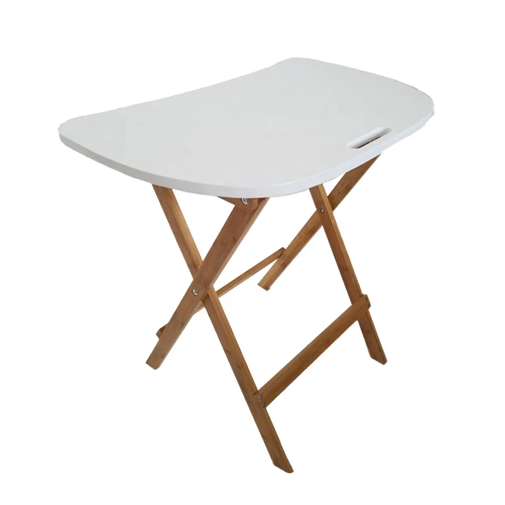 Antique Folded Coffee Table MDF Top Side Table Bamboo Legs Corner Table