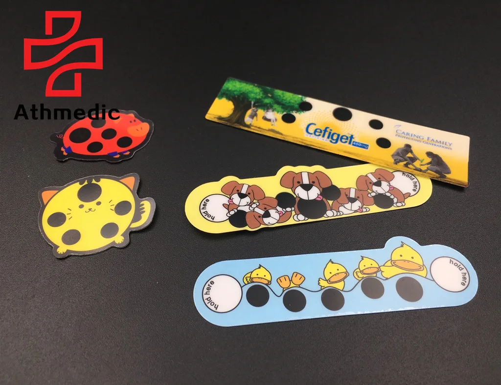 2023 Athmedic LCD promotional premiums nursery cartoon LCD thermometer strip Kids Forehead Strip Heat Sensitive Stickers
