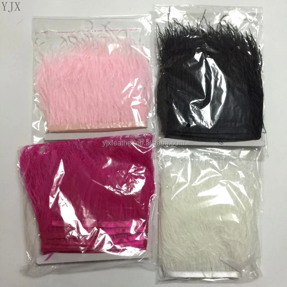 BLACK OSTRICH FEATHER TRIM FOR DECORATION