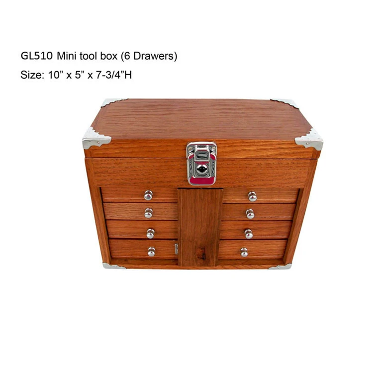 American Red Oak 6 Drawer Mini wood treasure chest