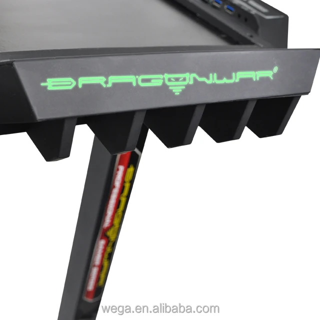 Custom logo promotion low MOQ LED RGB moving black color steel leg touch desk USB gamer gaming table with USB 3.0 hub