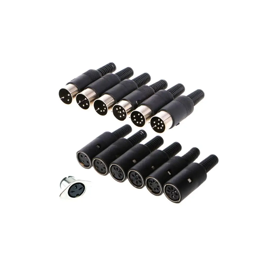 Male Female Socket Solder Terminals Connector 3  4  5  6  7  8  Pin DIN Plug