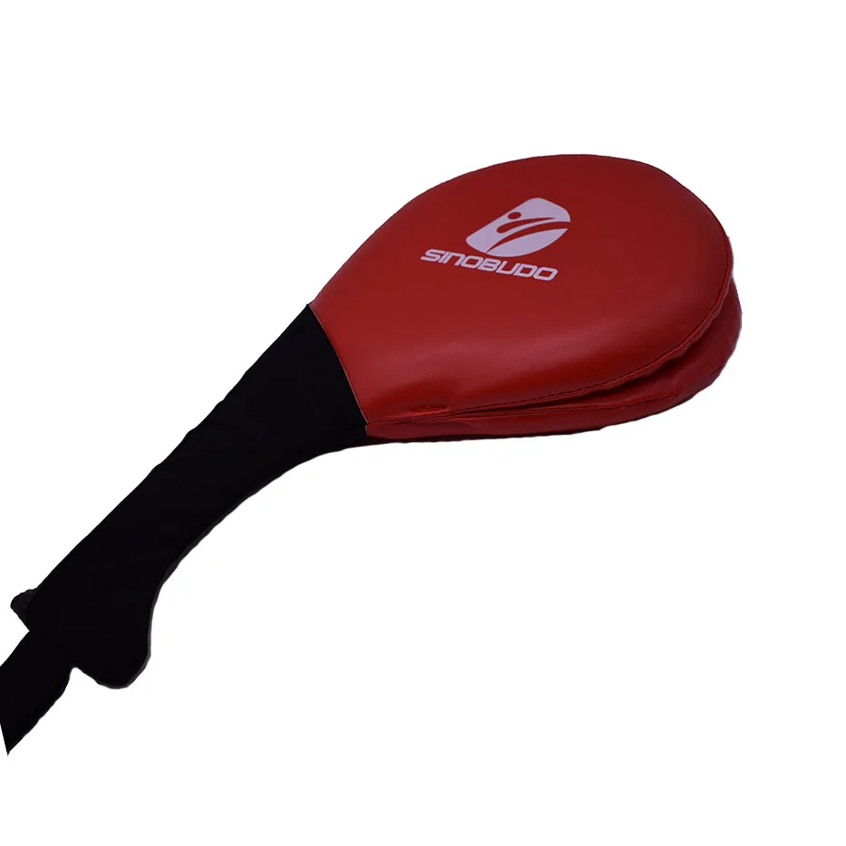 Taekwondo red or black PU leather top quality double kicking target with steel band