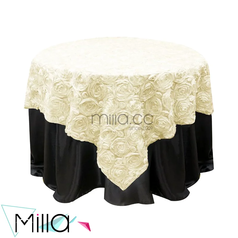 Rosette Satin Tablecloth Rose Wedding Cake Table Overlay