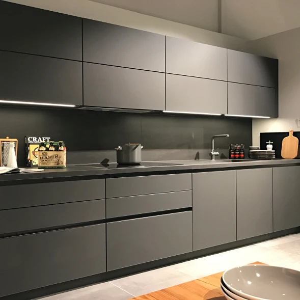 Modern Simple Latest Design Superior Quality High Gloss Wood Veneer Kitchen Cabinet