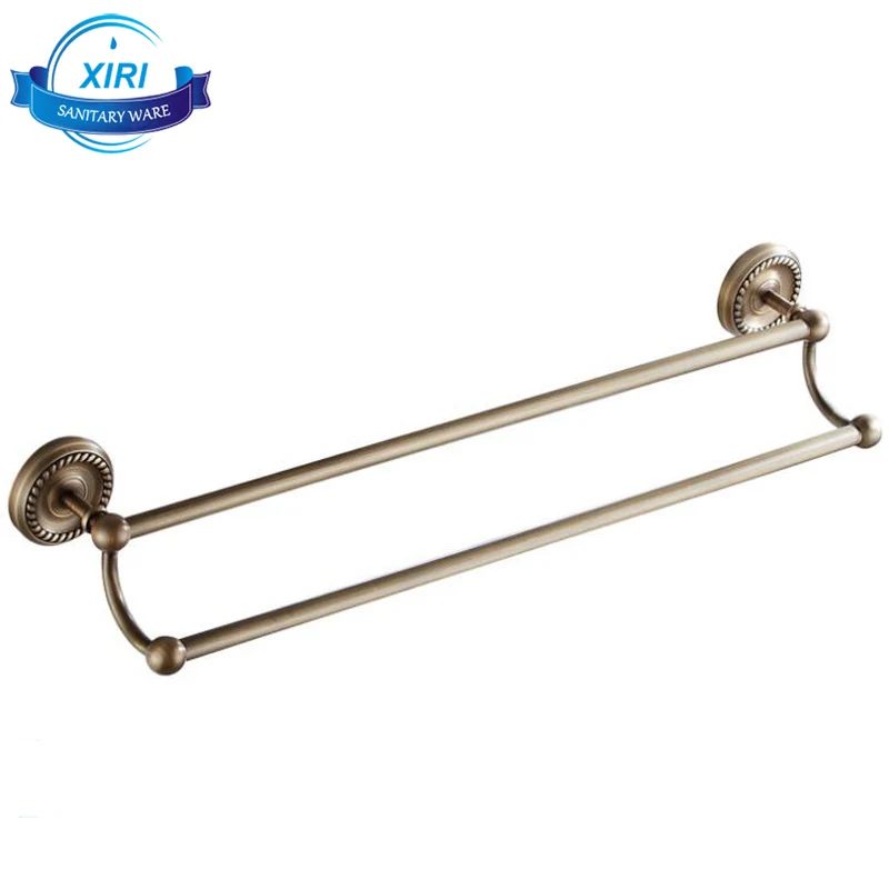 
Antique brass double towel bars for sale Engraved wall mount towel rail XR-GZ-9010 