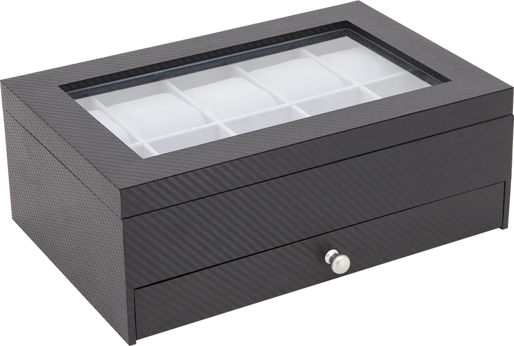 Customized Fashion Carbon Fiber Leather Watch Box Jewelry Eyewear Watch Storage  Box