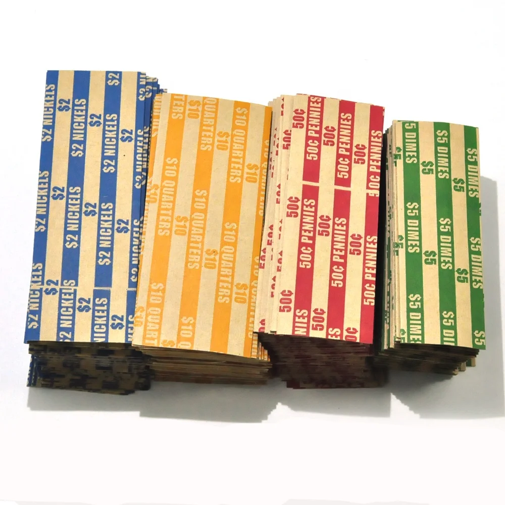 L LIKED High quality assorted 4 sizes flat paper euro coin wrapper for finance