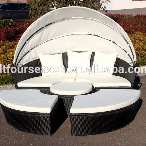 
popular good selling outdoor rattan daybed round 