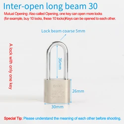 HPP длинная Скоба безопасный противокражный бытовой Небьющийся навесной замок с лопастным ключом 30 мм